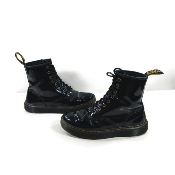 Dr. Martens Zavala Combat Boots Patent Leather Lace Up Size 9L/8M UK7/EU41 - Picture 2 of 11